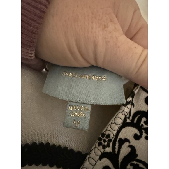 Anthropologie Skies Are Blue Flocked Damask Black & Cream Dress Medium - Picture 5 of 8